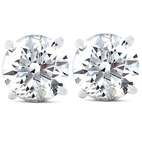 IGI Certified 1 Ct Diamond Studs Screw Back Womens Earrings in 14K White Gold.