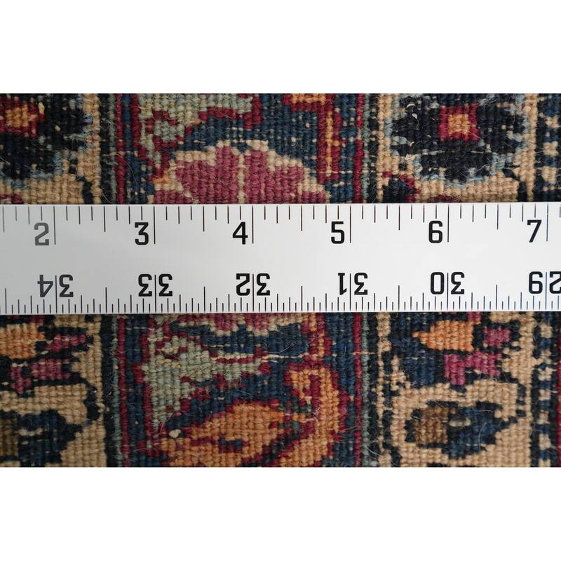 Hand Knotted Oriental 100% Wool Carpet Traditional Floral Navy Blue & Blues Kerman Area Rug - 16' 3'' X 11' 10''