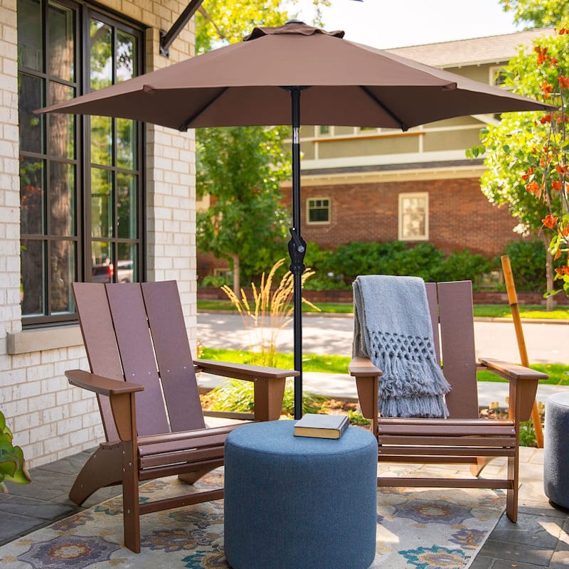 Ainfox 7.5ft Patio Umbrella with Base Outdoor Umbrella - Brown