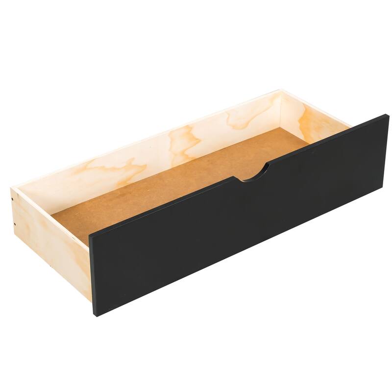 GDFStudio - Solid Wood Full Size Gaming Platform Bed with LED, Desk & Storage