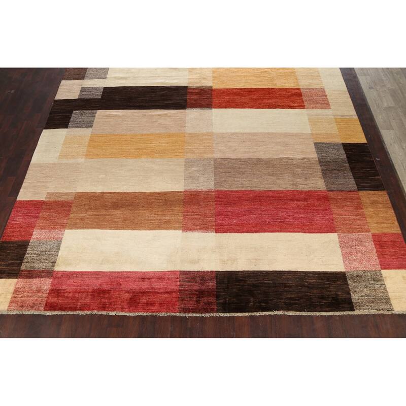 Geometric Gabbeh Kashkoli Oriental Area Rug Wool Handmade Carpet - 12'1" x 18'4"