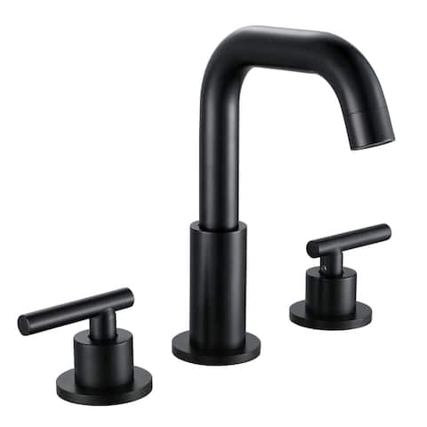 Brass 2 Handle Bathroom Sink Faucet Deck Mount in Black finish