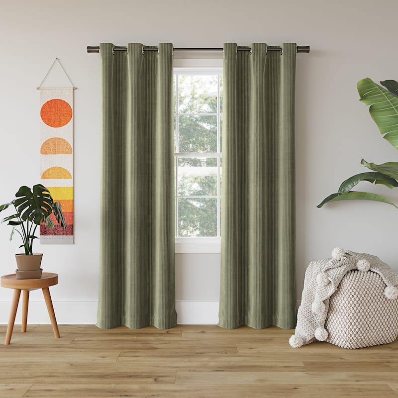 Sun Zero Cascade Pleated Velvet Blackout Grommet 1-Piece Curtain Panel, Single Panel