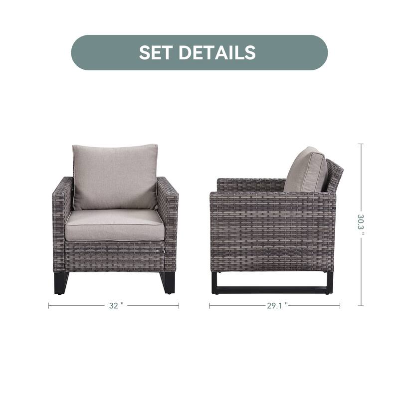 Gymojoy 2PCSOutdoor PE Rattan Wicker Club Chairs