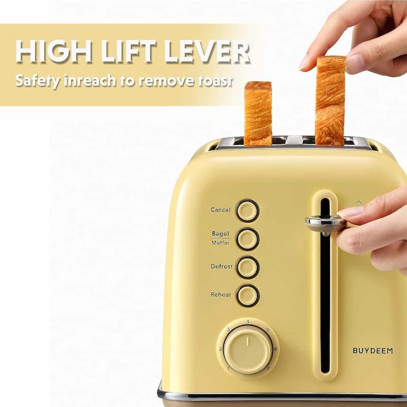 BUYDEEM 2-Slice Toaster,Extra Wide Slots Stainless Steel with High Lift Lever Toster