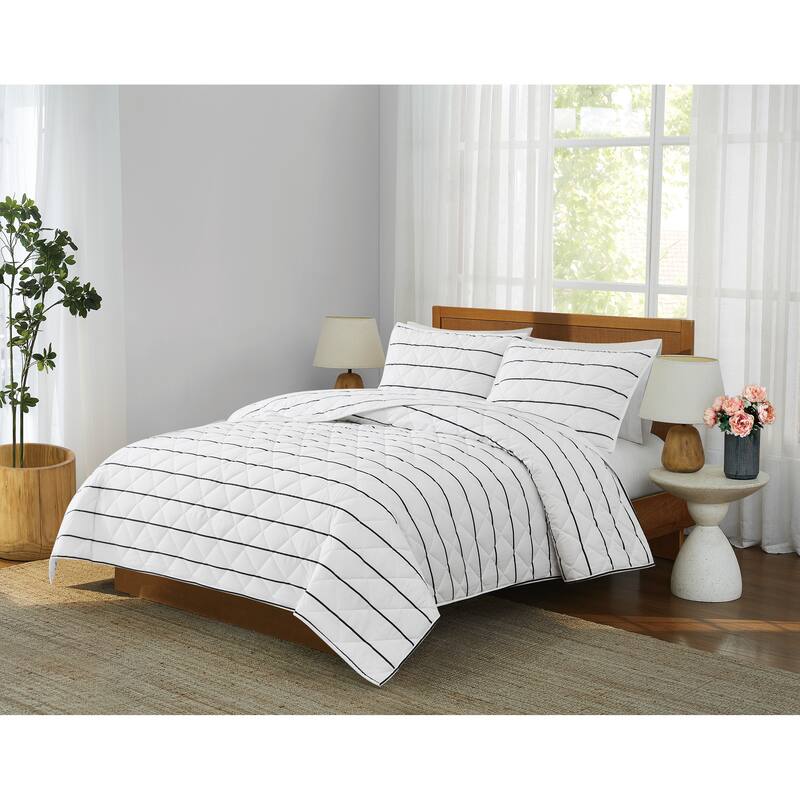 Brooklyn Loom Hayward Stripe 3 Piece Quilt Set