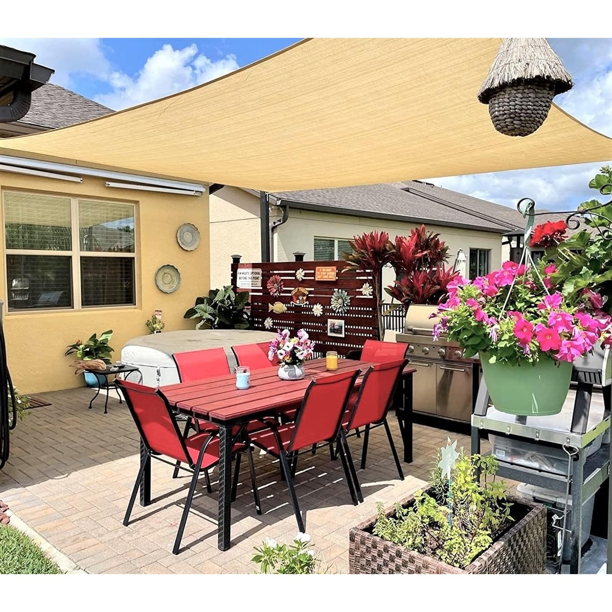 16' x 18' Rectangle UV Block Sun Shade Sail for Outdoor Patio, Deck, and Pergola