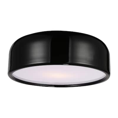 Campton 3 Light Drum Shade Flush Mount With Black Finish