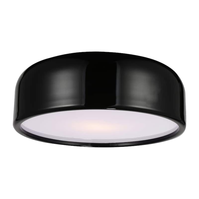 Campton 3 Light 19in Drum Shade Flush Mount - Black - Black