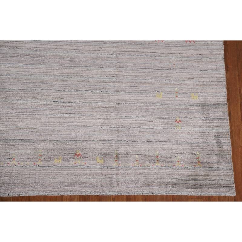 Striped Gabbeh Oriental Area Rug Handmade Wool Carpet - 8'9"x 11'9"