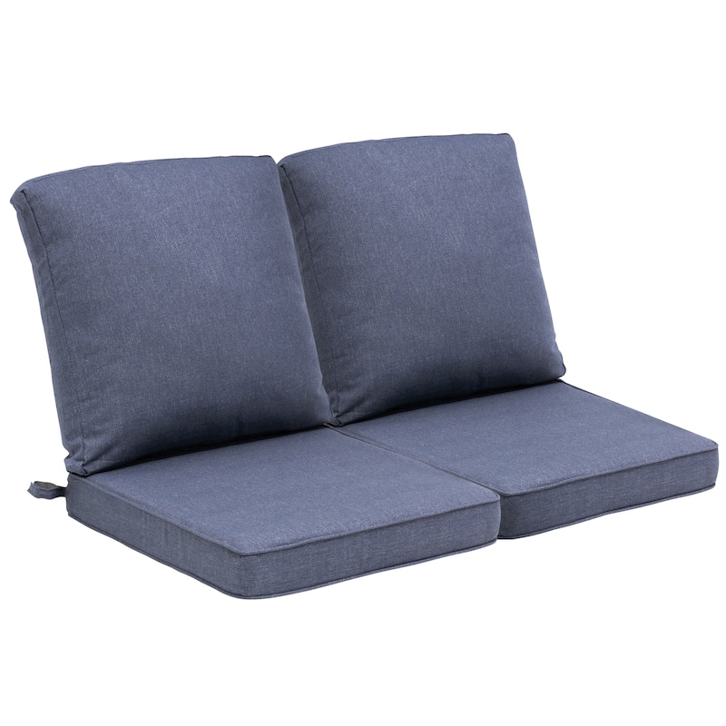 21 W in x 22 D in. Outdoor Deep Seat Chair Cushion Set Dining Patio Chair Pad Set - 2-Seater - SKY