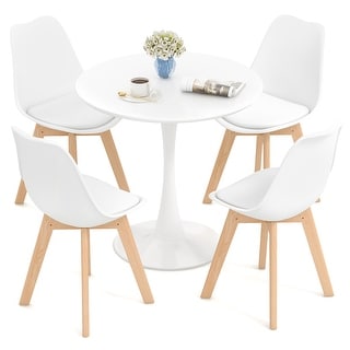 Gymax Modern 5 PCS Dining Set Round Dining Table 4 Chairs for Small ...