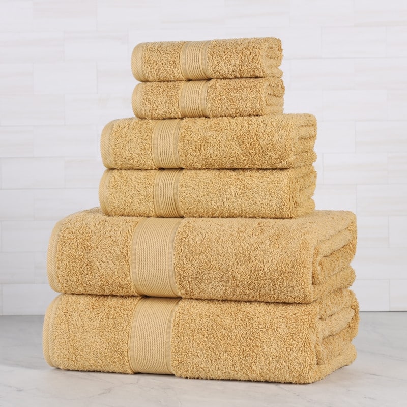 Superior Oregon Organic Cotton Solid 6-Piece Towel Set - Gold