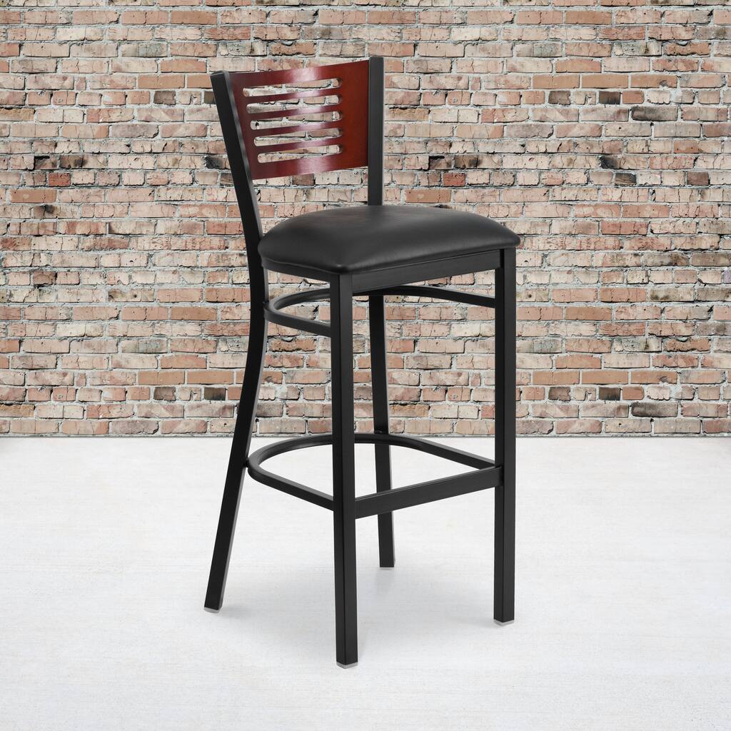 Decorative Slat Back Metal Restaurant Barstool - 19.75"W x 20"D x 43"H - 19.75"W x 20"D x 43"H