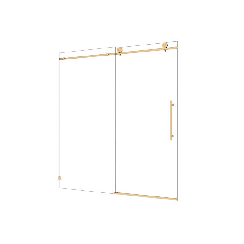 55 to 60 in. W x 76 in. H Sliding Frameless Shower Door with 5/16 Inch (8mm) Thick Tampered Glass
