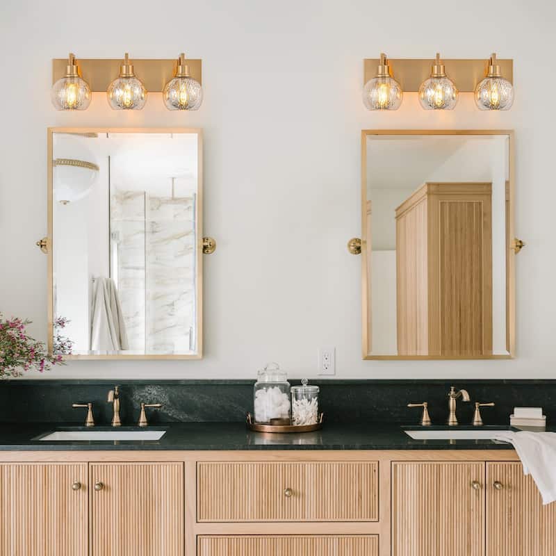 3-Light Mercury Glass Globe Wall Sconce Modern Vanity Light