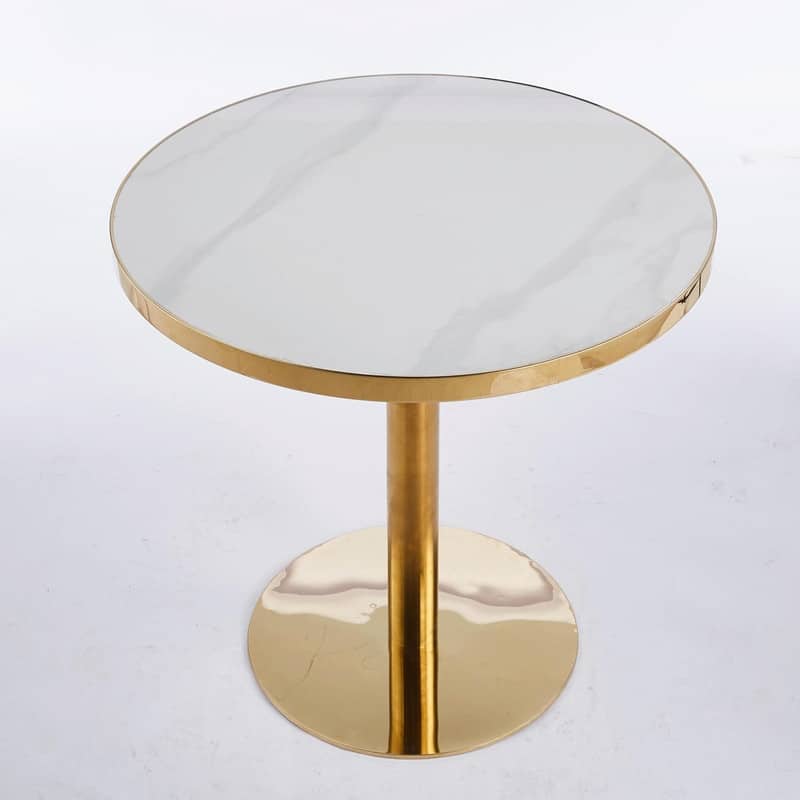 31.5" Mid-Century Modern Pedestal Table, Multi-Functional Dining Table for 4-6 People or Large Coffee Table - Golden,White