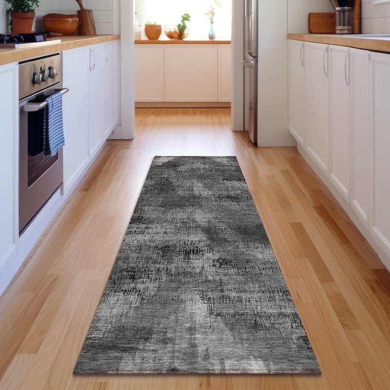 Premium Washable Super Soft Brushstrokes Modern V Mayfield Rug - Gray - 2' 3" x 7' 6" - Runner