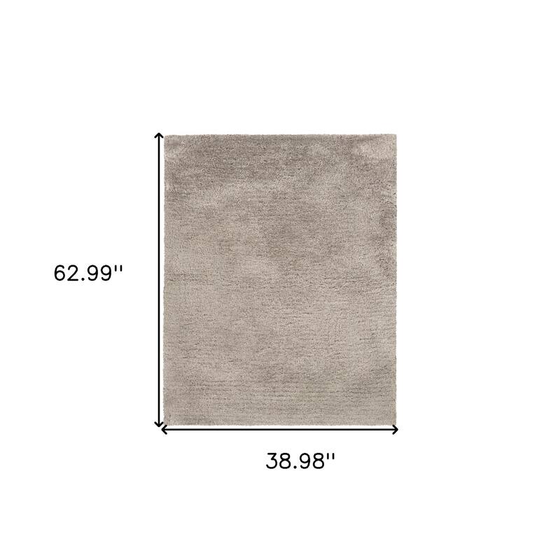 HomeRoots Solid Color Shag Rectangle Area Rug - 62.99 in. x 38.98 in. x 1.60 in.