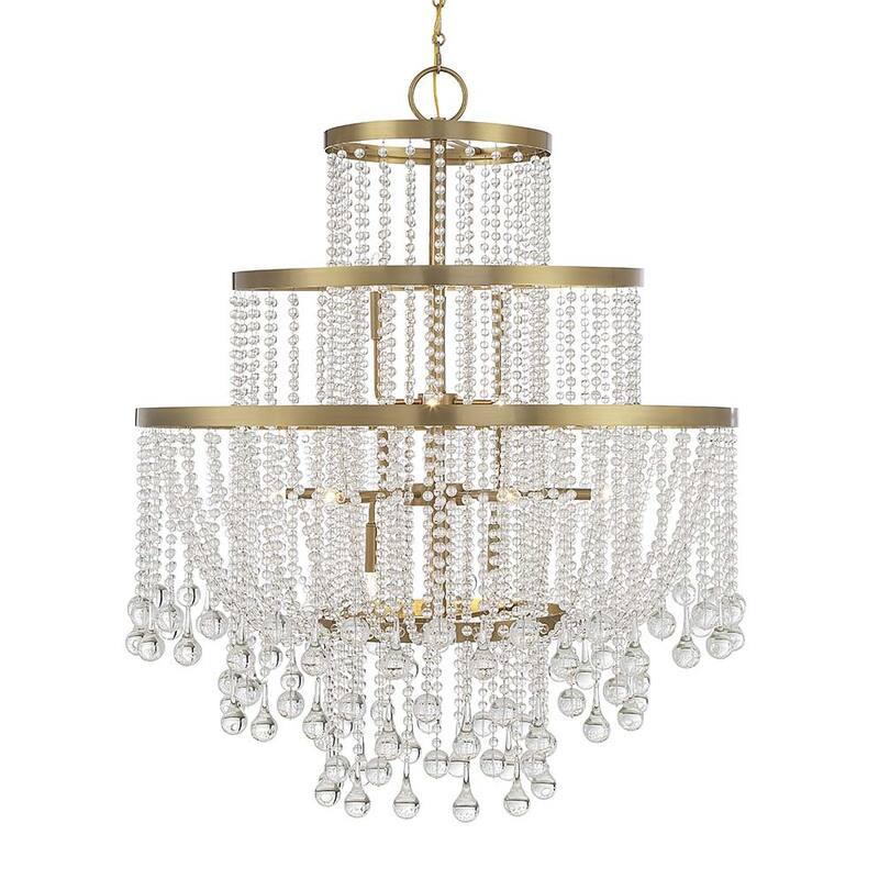 Savoy House 1-1868-15 Luna 15 Light 45" Wide Crystal Waterfall - Warm Brass