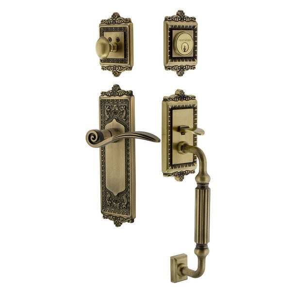 Nostalgic Warehouse EADSWN_ESET_238_FG_RH Egg & Dart Right Handed Sectional Single Cylinder Keyed Entry Handleset with F Grip