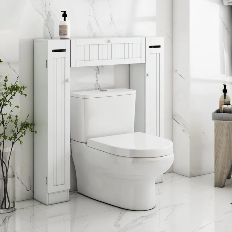 Over The Toilet Storage Cabinet with 2 Side Doors White On Sale