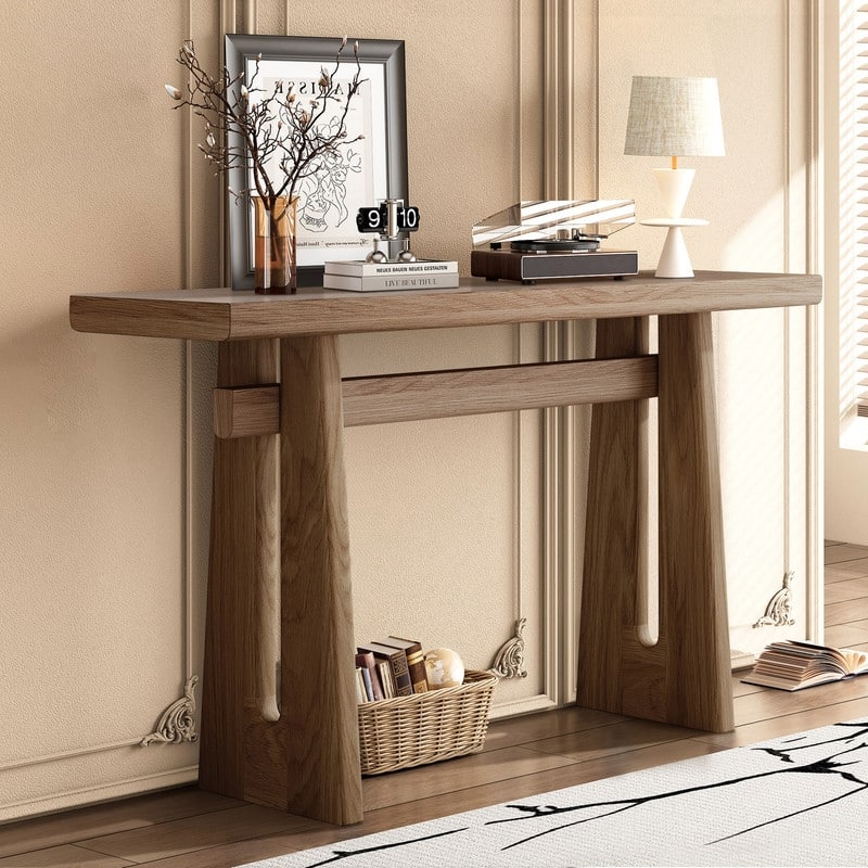 Elegant Console Table with Geometric Silhouette for Living Room Entryway or Hallway Decorative Use