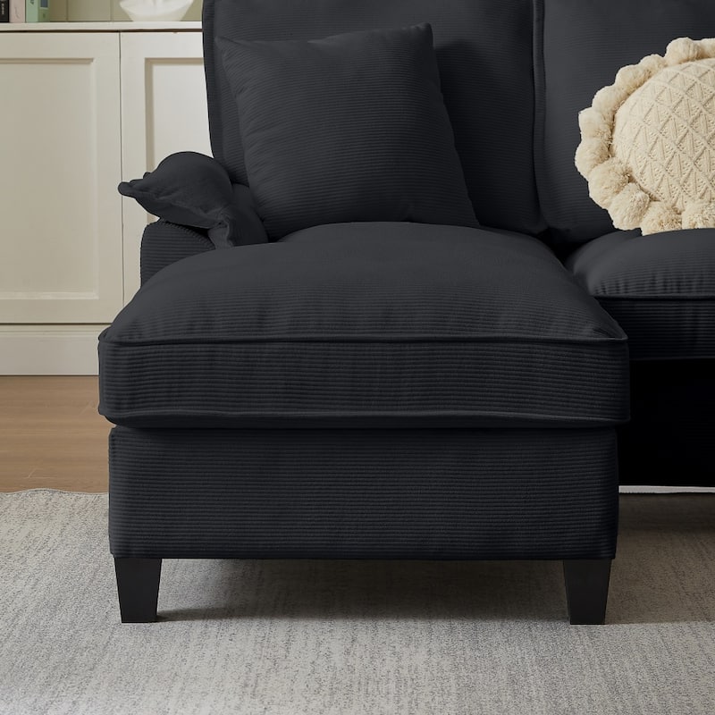 121.2" Modular Corduroy Sectional Sofa with Storage Console and Chaise Footrests