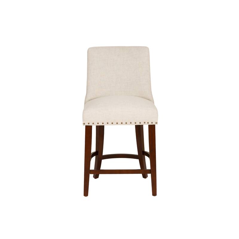 Linon Allard Beige Upholstered 25.5-Inch Counter Stool