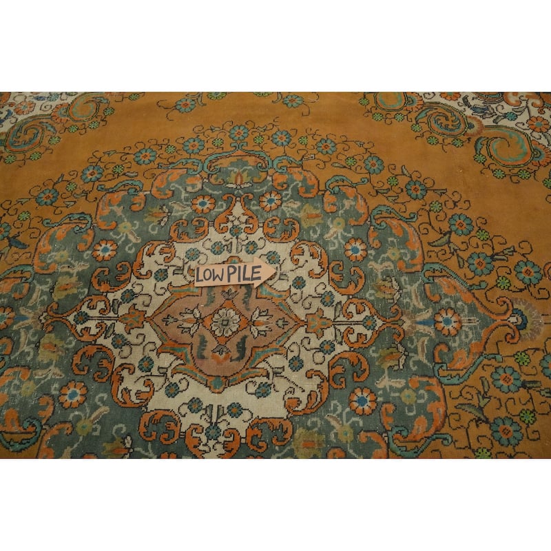 Hand Knotted Oriental 100% Wool Carpet Traditional Floral Oranges & Rust Tabriz Area Rug - 12' 3'' X 9' 3''