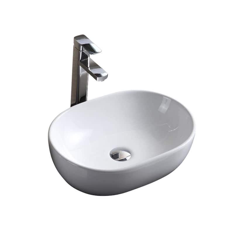 Fine Fixtures White Vitreous China Oval-shaped Vessel Bathroom Sink