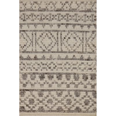 Geometric Moroccan Oriental Accent Rug Hand-Knotted Wool Carpet - 2'0"x 3'0"