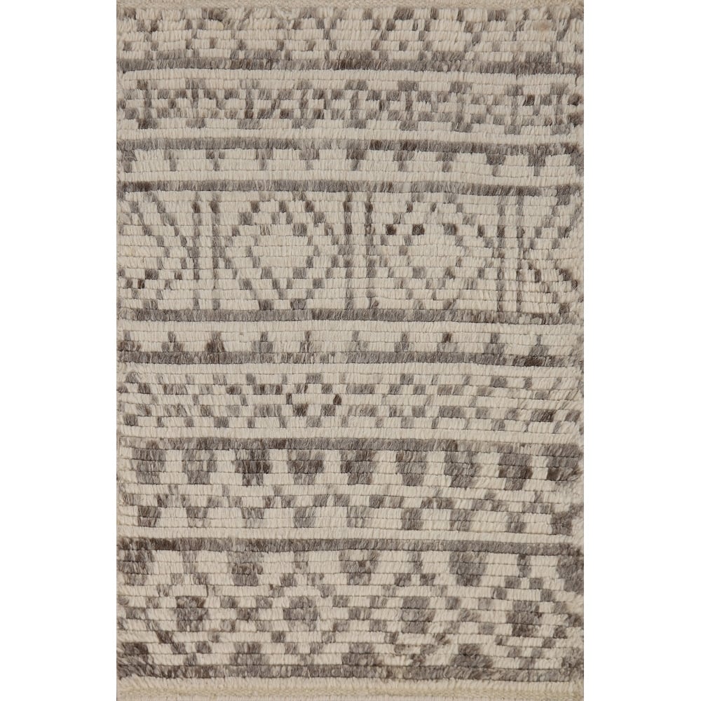 Geometric Moroccan Oriental Accent Rug Hand-Knotted Wool Carpet - 2'0"x 3'0"