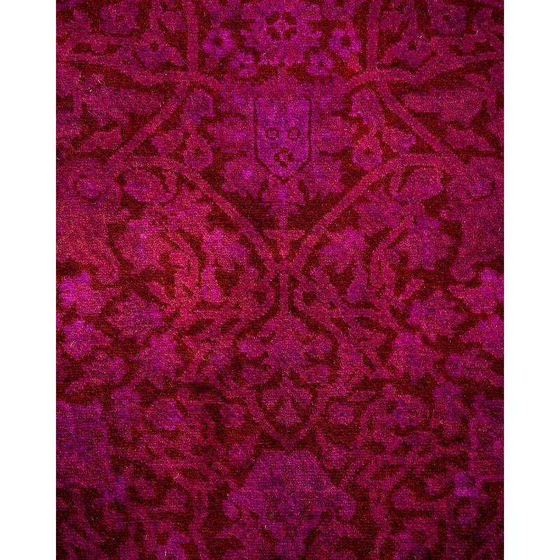 Overton Hand Knotted Wool Vintage Inspired Modern Contemporary Overdyed Purple Round Area Rug - 4' 1" x 4' 1"