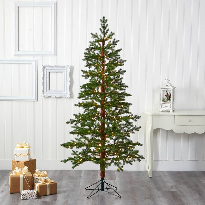 6.5' Pre-Lit Multifunction Fairbanks Fir Artificial Christmas Tree, Warm Clear LED Lights - 6.5 Foot