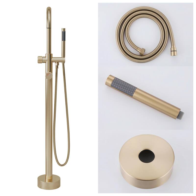 Modland 46'' Outdoor Shower System 316 Stainless Steel Thermostatic Freestanding Poolside Faucet with Swivel Spout - 46'' H