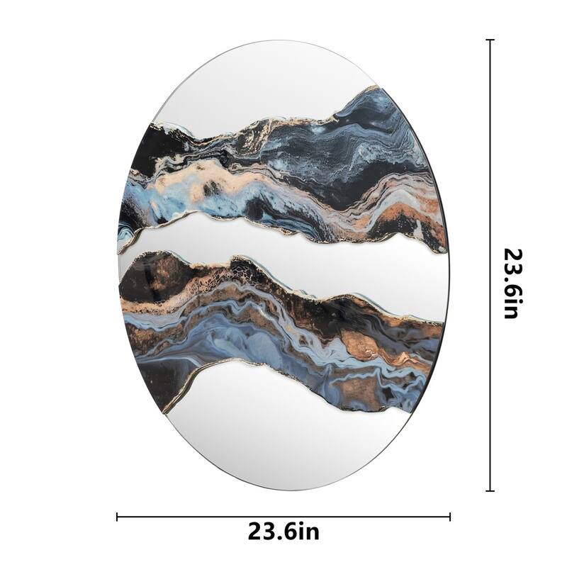 23.6"Artistic Marble Patterned Round Wall Mirror