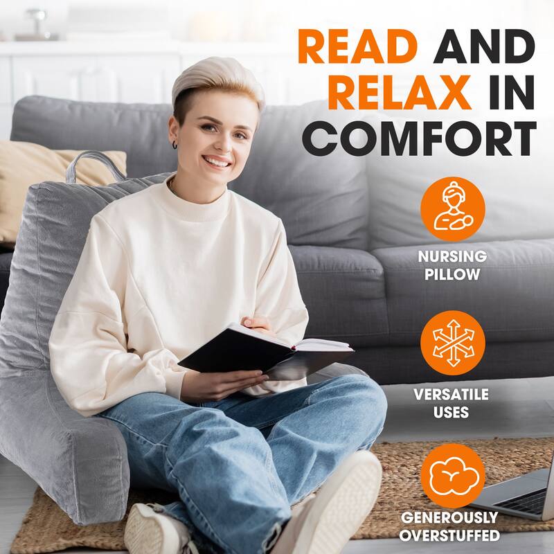 Cheer Collection Backrest Reading TV and Gaming Pillow with Armrest