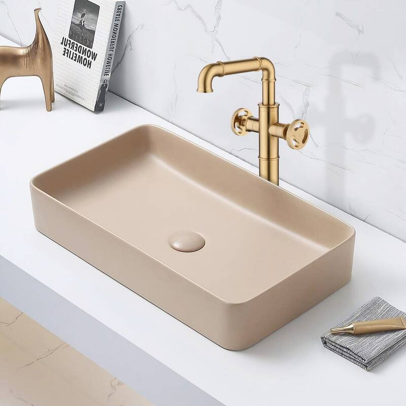 Modland Single Hole Bathroom Faucet with Dual Handle Deck Mounted Faucet 360° Swivel Spout