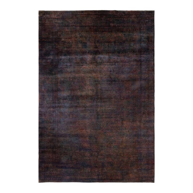 Overton Handknotted Wool Vintage Inspired Contemporary Overdyed Brown Area Rug - 18' 9" x 12' 5"