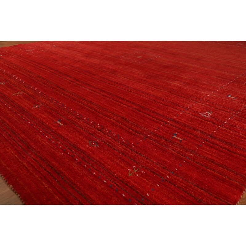 Hand Knotted Oriental 100% Wool Carpet Tribal Tribal Red Gabbeh Area Rug - 9' 5'' X 8' 1''