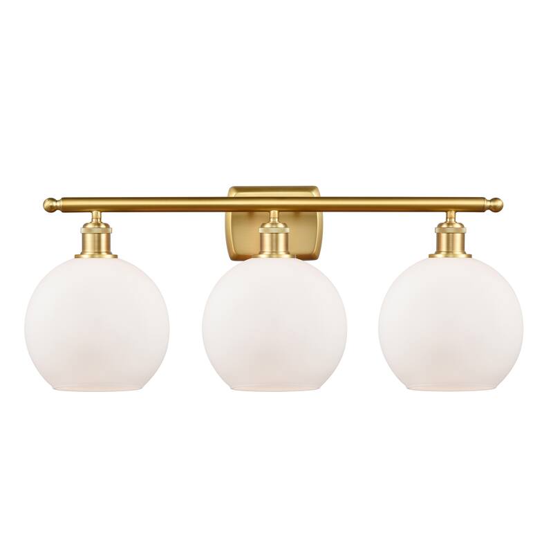 Innovations Lighting Athens 3 Light 26" Bath Vanity Light - 8" Shade - Satin Gold/Matte White