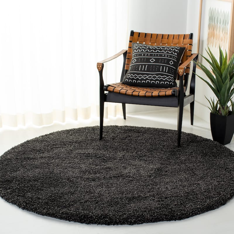 SAFAVIEH Milan Shag Maibritt 2-inch Thick Area Rug - 5'1" Round - Dark Grey - Round
