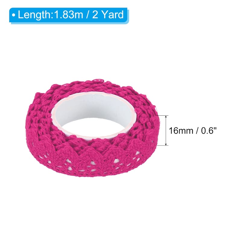 3pcs 0.6" Wide 2 Yards Self-Adhesive Lace Tape Ribbon Stickers - Rose Red