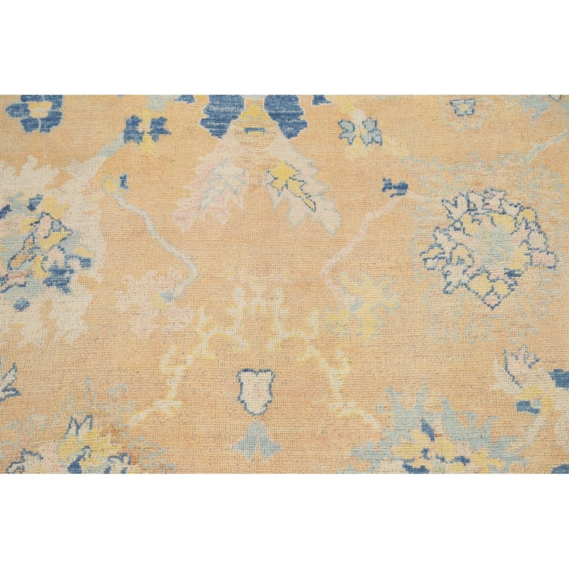 Geometric Turkish Authentic Oushak Oriental Wool Area Rug Handmade - 7'4" x 9'2"