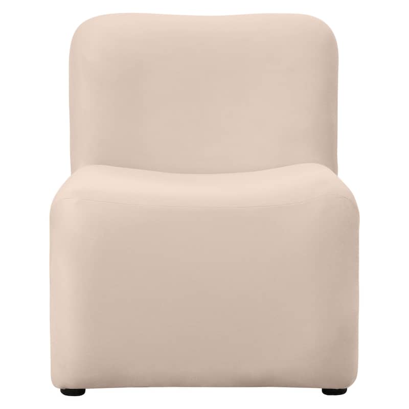 KLYX Modern Armless Accent Chair in Velvet or Boucle Upholstery with Plush Foam Cushioning for Home Office, Living Rooms and Bed