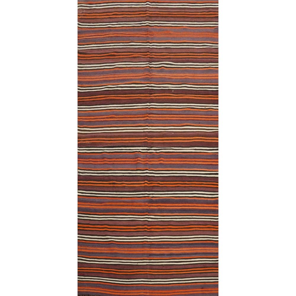 Hand Woven Oriental 100% Wool Carpet Southwestern Geometric Multi-Colored Kilim Area Rug - 11' 1'' X 4' 10''