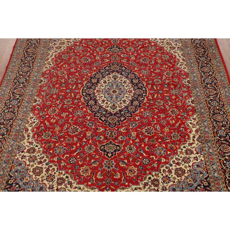 Traditional Red Kashan Turkish Area Rug Machine Made Carpet - 9'8" x 12'3"
