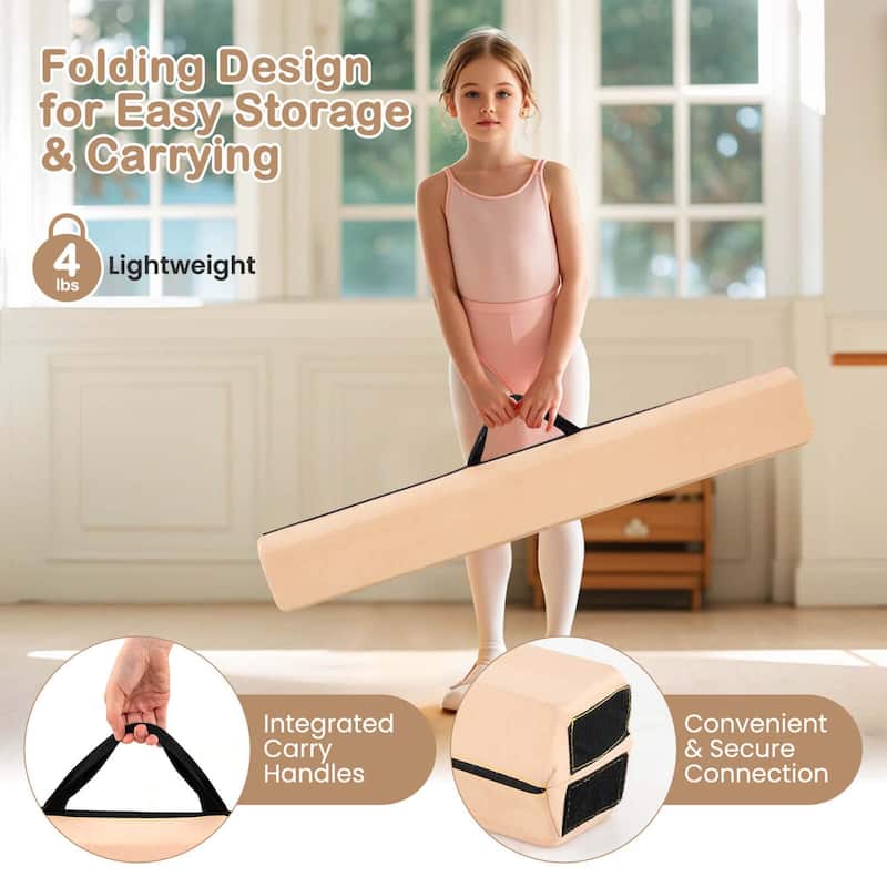 7 FT Folding Balance Beam Foam Floor Gymnastic Beam w/ Carry Handles