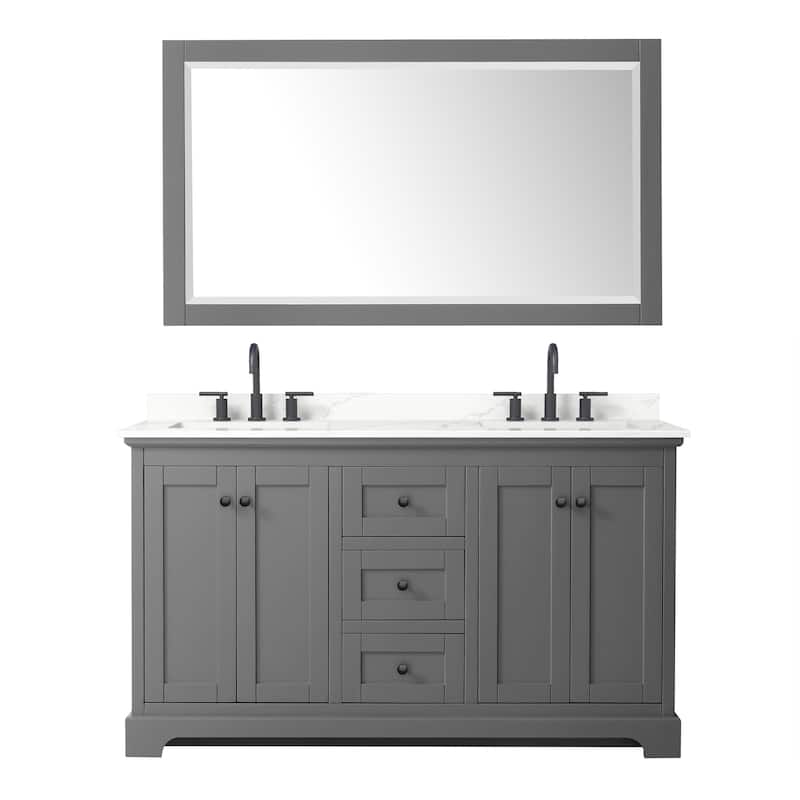 Avery 60-inch Double Vanity, Quartz Top, 58-inch Mirror